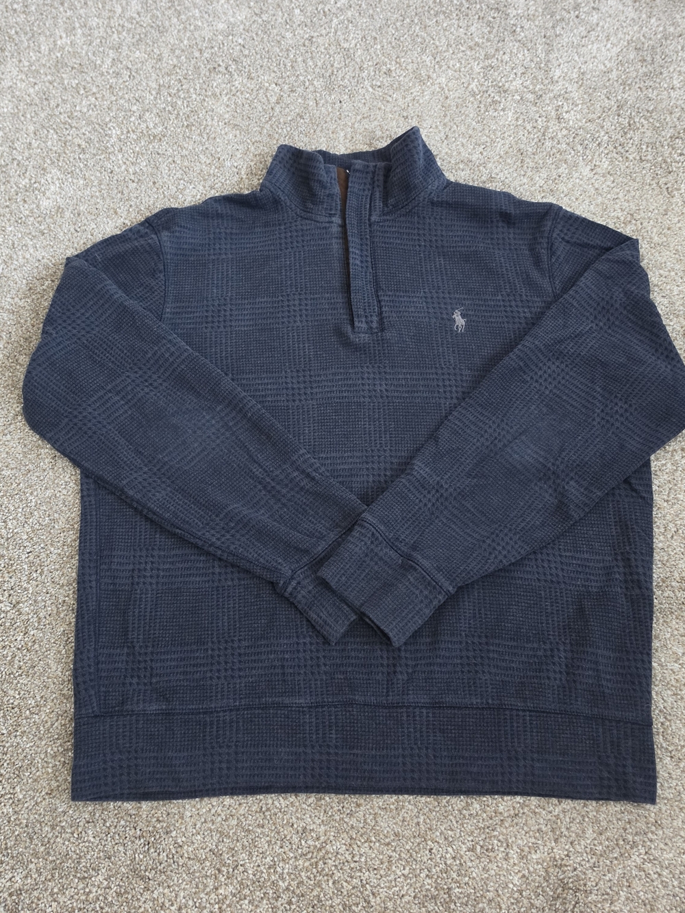 Ralph Lauren Men's Dark Navy Textured Half-Zip Pullover